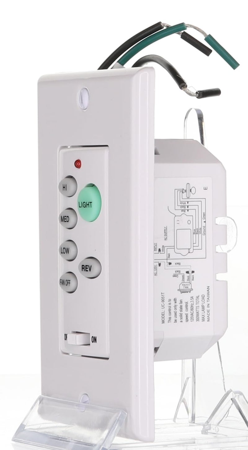 Anderic Ceiling Fan Wall Control UC9051T with Reverse. Wall Switch Plate Remote - Wired - Image 3